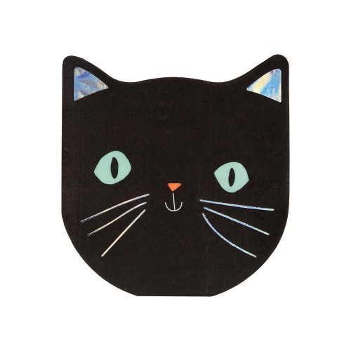 Black Cat Shaped Paper Napkins By Meri Meri