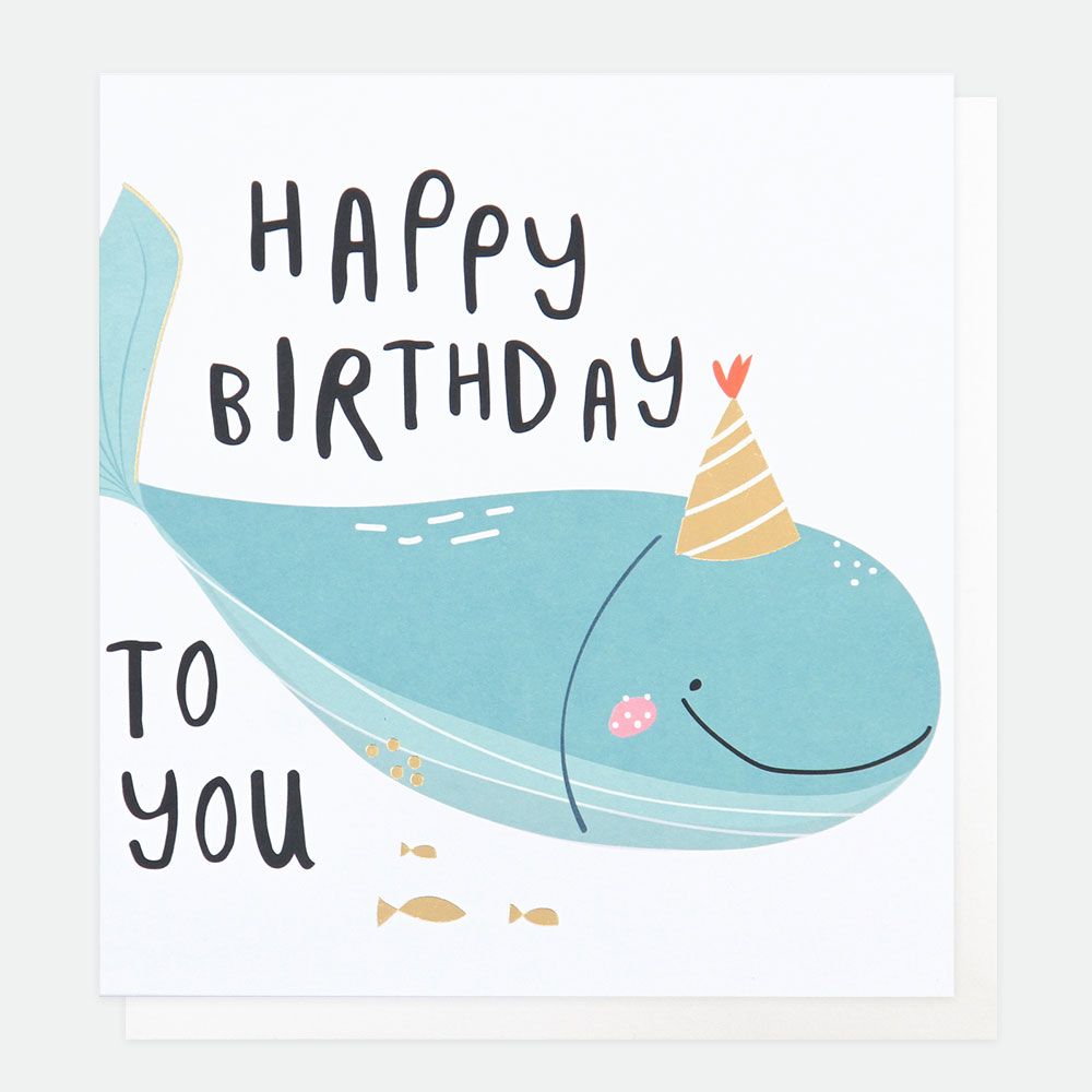 Blue Whale Happy Birthday Card By Caroline Gardner - Vibrant Home