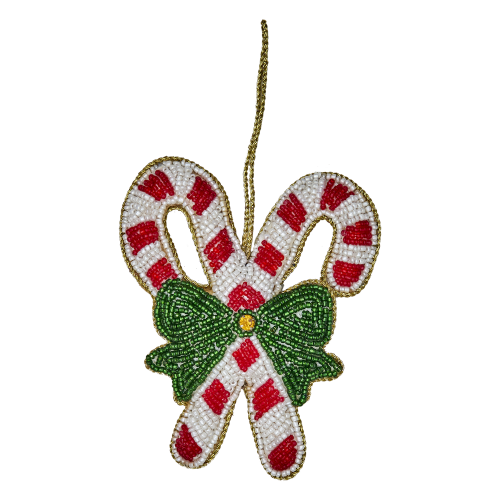 Candy Cane Beaded Hanging Ornament By Rice