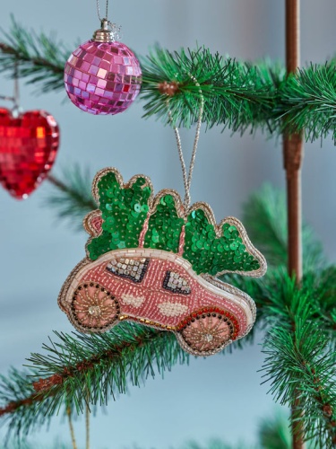 Car Shaped Beaded Hanging Ornament By Rice