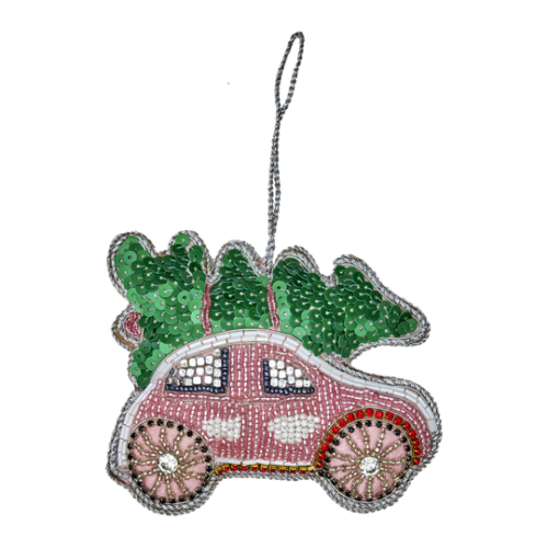 Car Shaped Beaded Hanging Ornament By Rice