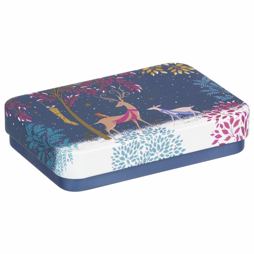 Deer Christmas Print Small Rectangular Pocket Tins By Sara Miller