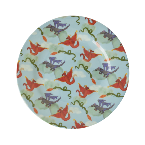 Dragon Print Melamine Side or Lunch Plate By Rice