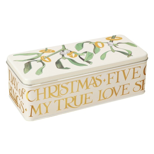 Five Gold Rings Print Long Deep Storage Tin By Emma Bridgewater