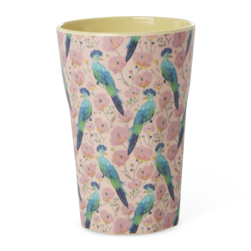 Exotic Bird Print Tall Melamine Cup By Rice