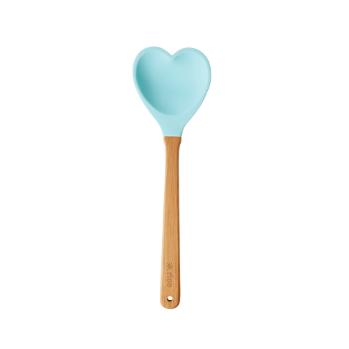 Heart Shaped Silicone Kitchen Spoons Mint Blue By Rice DK