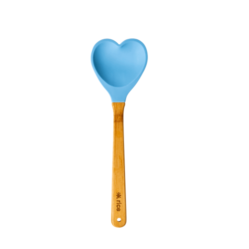 Heart Shaped Silicone Kitchen Spoons in Blue By Rice DK