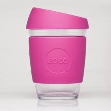 Joco glass reusable coffee cup in pink