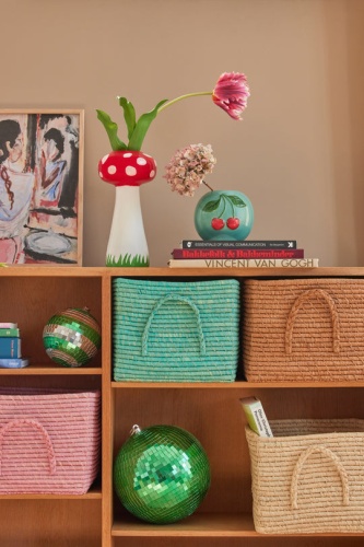 Round Ceramic Vase with Cherries By Rice