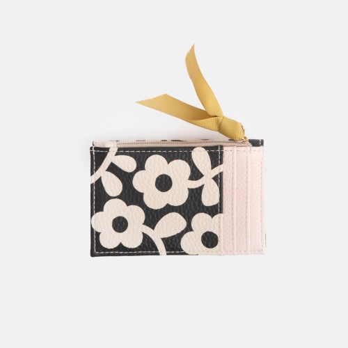 Mono Flower Print Cardholder Coin Purse By Caroline Gardner