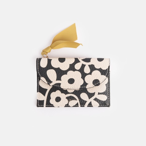 Mono Flower Print Cardholder Coin Purse By Caroline Gardner