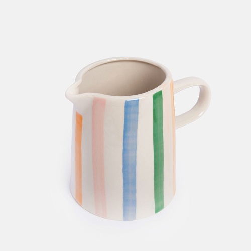 Colourful Stripe Hand Painted Jug By Caroline Gardner