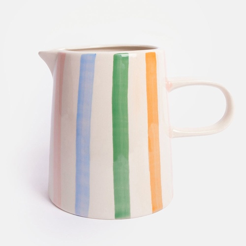 Colourful Stripe Hand Painted Jug By Caroline Gardner