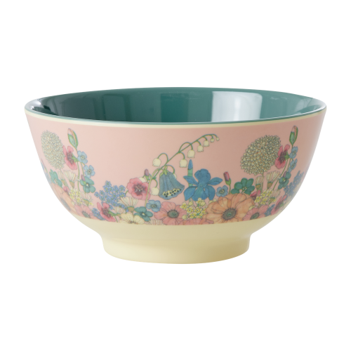 Pink Flower Collage Print Melamine Bowl Rice DK