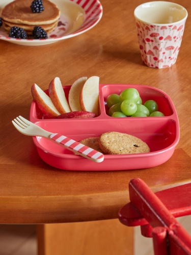 Red Kids 3 Room Melamine Plate Rice DK