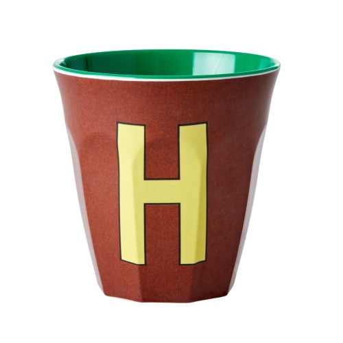 Alphabet Melamine Cup Letter H on Brown by Rice DK