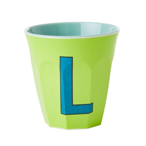 Alphabet Melamine Cup Letter L on Lime Green by Rice DK