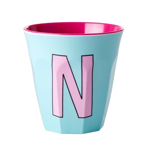 Alphabet Melamine Cup Letter N on Mint by Rice DK