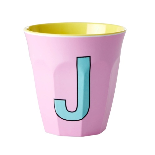 Alphabet Melamine Cup Letter J on Pink by Rice DK