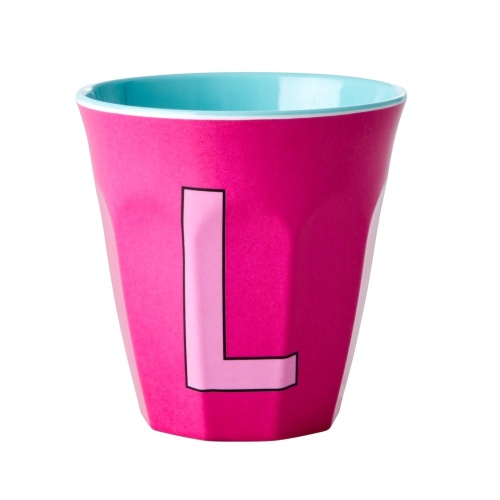 Alphabet Melamine Cup Letter L on Pink by Rice DK