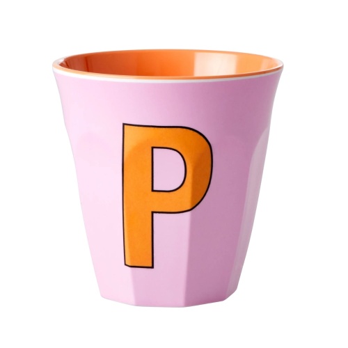 Alphabet Melamine Cup Letter P on Pink by Rice DK