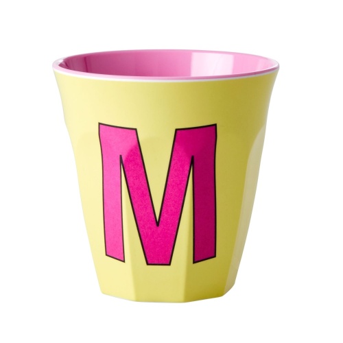 Alphabet Melamine Cup Letter M on Yellow by Rice DK