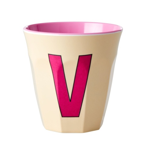 Alphabet Melamine Cup Letter V on Pastel Yellow by Rice DK