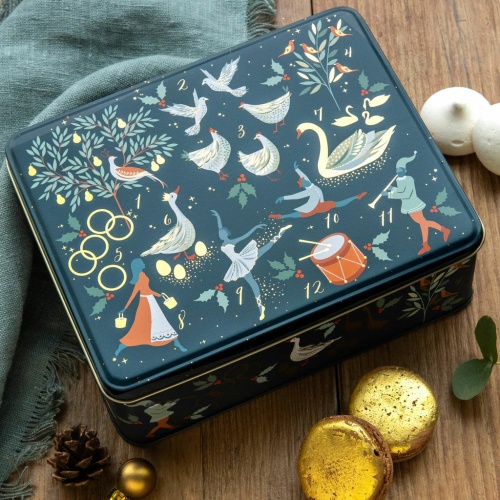 Twelve Days of Christmas Rectangular Storage Tin By Sara Miller London