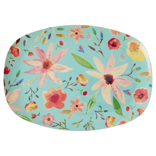 Selma Flower Print Rectangular Melamine Plate Rice