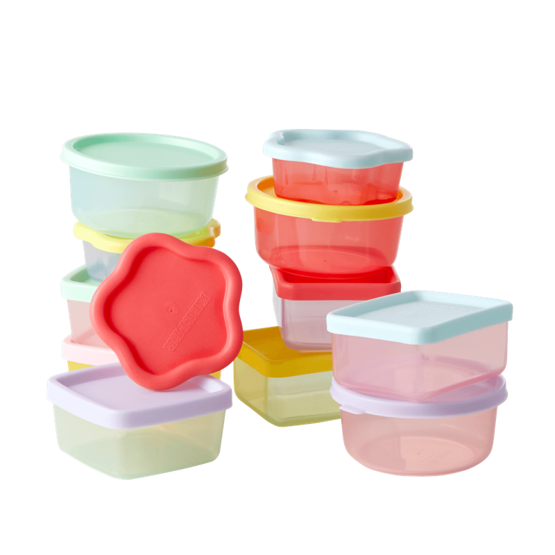 Set of 12 Small Colourful Reusable Snack or Storage Boxes Rice DK