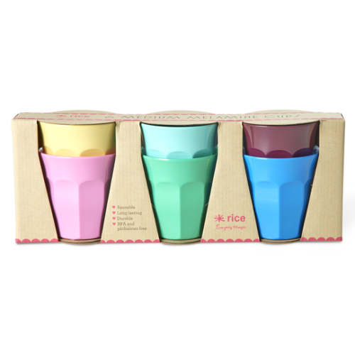 Set of 6 Melamine Cups Called Show Your Colors By Rice