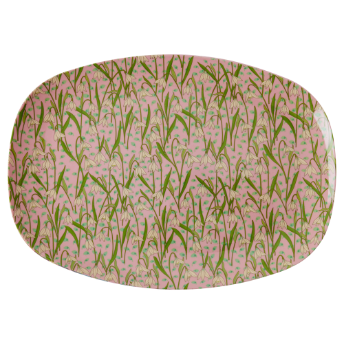 Snowdrop Print Rectangular Melamine Plate Rice