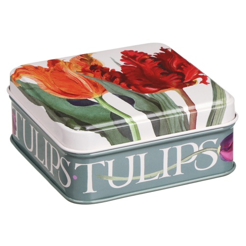 Tulip Print Small Square Tin By Emma Bridgewater