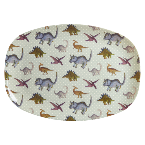 New Dinosaur Print Rectangular Melamine Plate By Rice - Vibrant Home