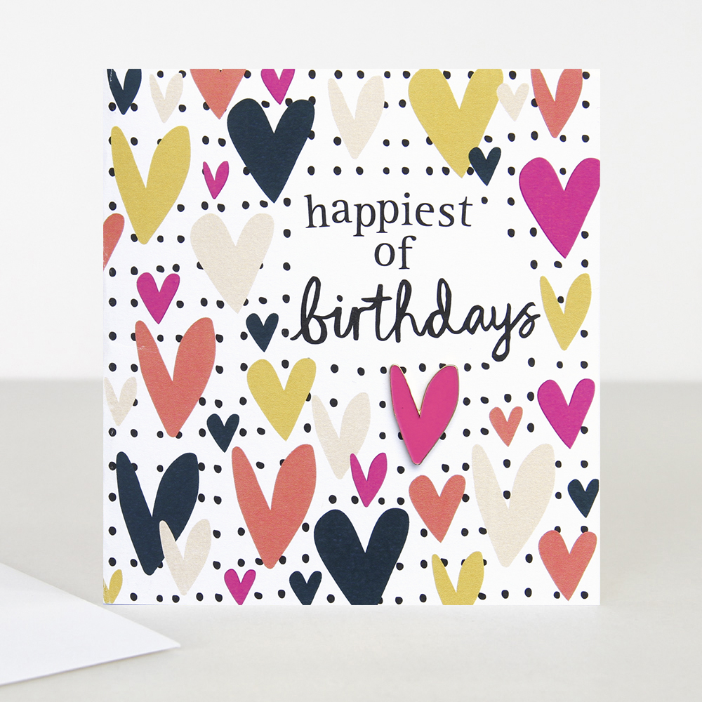 Heart Birthday Card with Enamel Pink Heart Pin By Caroline Gardner ...