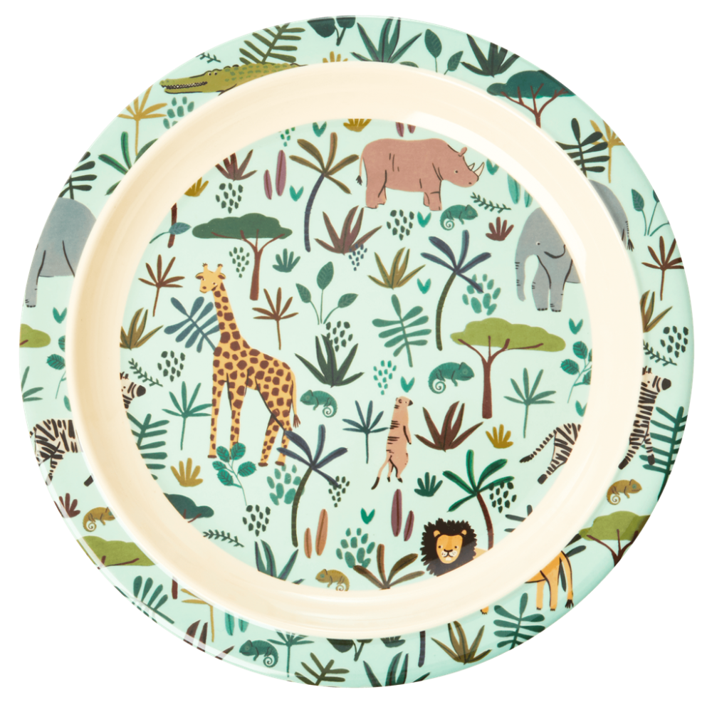 Jungle Animal Print Kids Melamine Plate By Rice DK - Vibrant Home