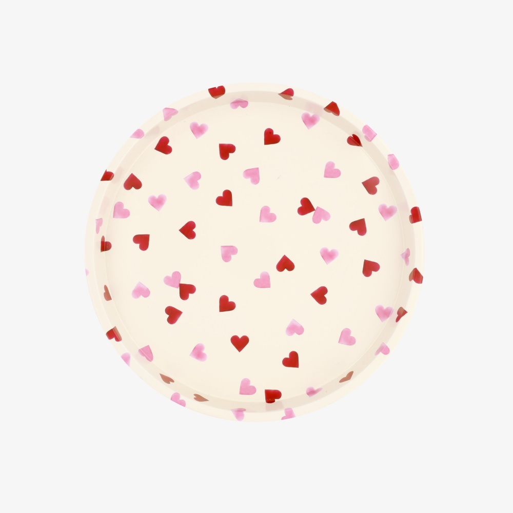 Emma Bridgewater Pink Heart Print Round Deepwell Tray - Vibrant Home