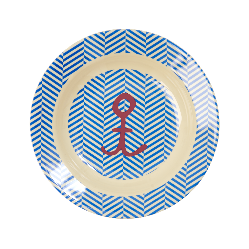 Sailor Stripe & Anchor Print Melamine Kids Bowl Rice DK - Vibrant Home