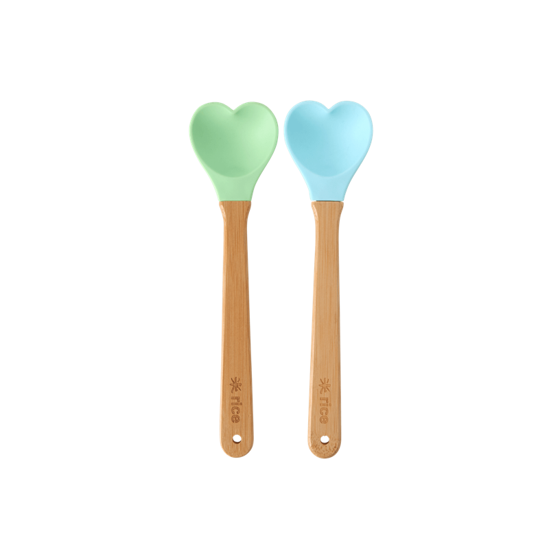 Set of 2 Heart Shaped Silicone Kitchen Spoon By Rice DK in Mint Blue ...