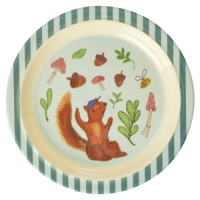 Happy Forest Blue Squirrel Print Kids Melamine Plate Rice DK