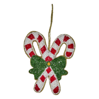 Candy Cane Beaded Hanging Ornament By Rice