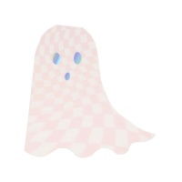 Ghost Shaped Paper Napkins Pink Check By Meri Meri