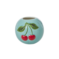 Round Ceramic Vase with Cherries By Rice