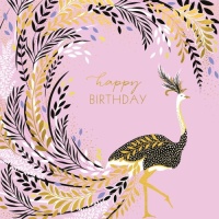 Peacock & Gold Feathers Birthday Card By Sara Miller London