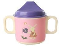 Pink Bunny Print 2 Handle Baby Melamine Cup Rice DK
