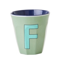 Alphabet Melamine Cup Letter F on Khaki Green by Rice DK