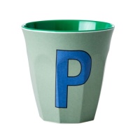 Alphabet Melamine Cup Letter P on Khaki Green by Rice DK