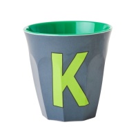 Alphabet Melamine Cup Letter K on Grey by Rice DK