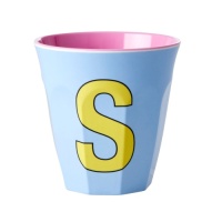 Alphabet Melamine Cup Letter S on Soft Blue by Rice DK