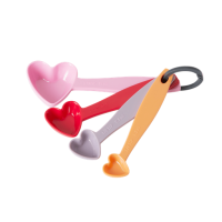 Twowood Measuring Spoon Kit Heart Shaped Reusable Detachable Red